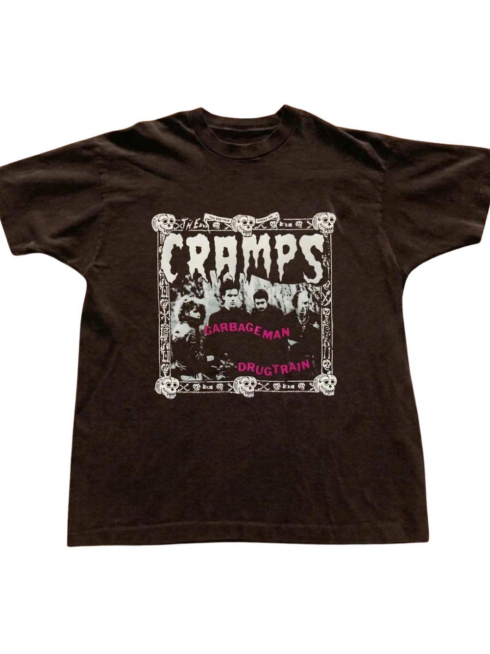 Brown Cramp Graphic Tee with White and Pink Accent